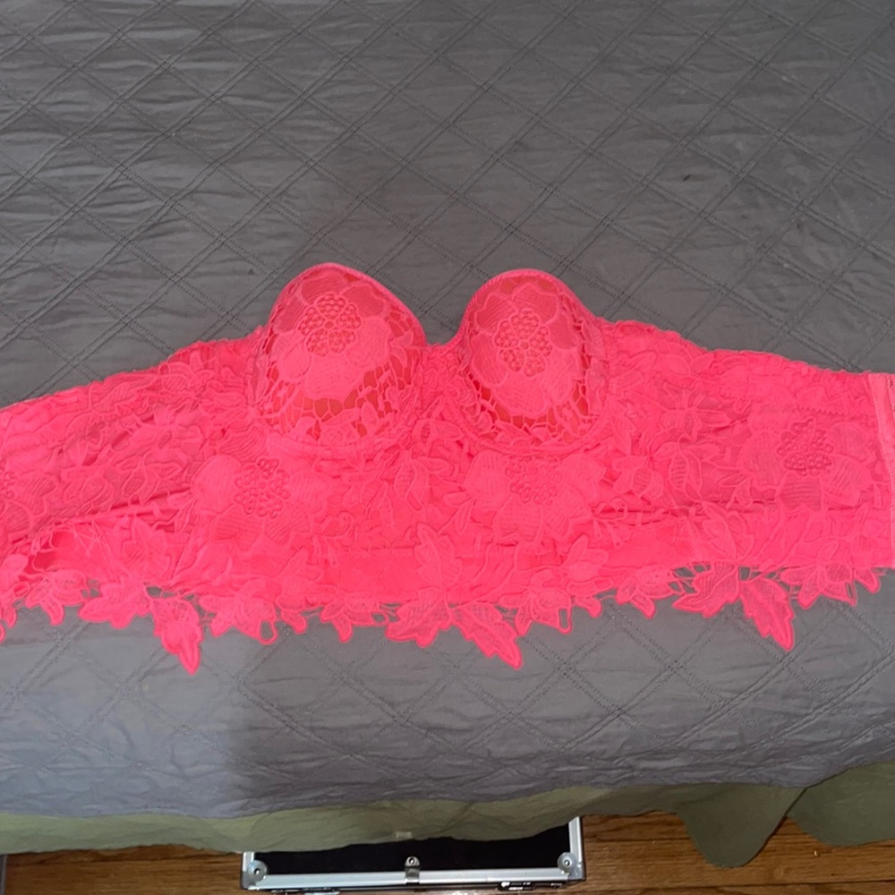 Neon pink strapless corset